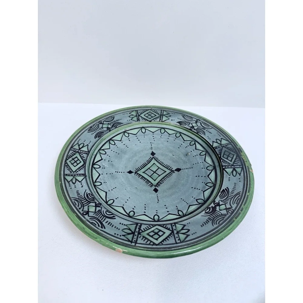 (2)‎ Moroccan Ceramic Plate Salad Pasta Bowl Serving Handmade Wall Decor